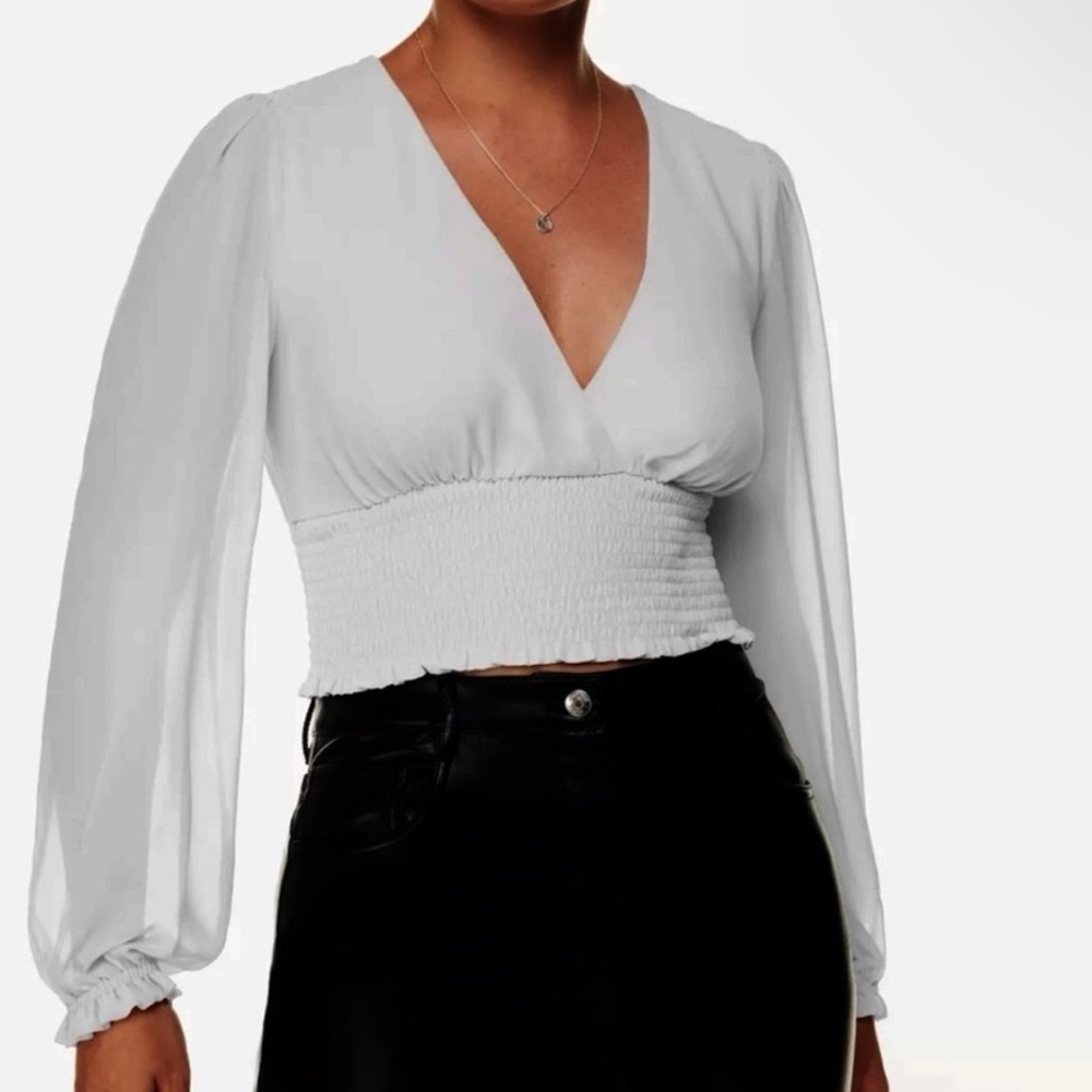 Aritzia Wistful Blouse - Frozen Grey